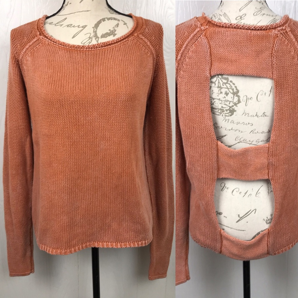 Gilded Intent Orange Sweater Cutout Open Back L